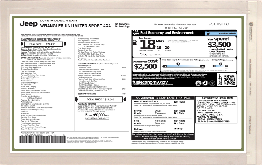 Monroney Label